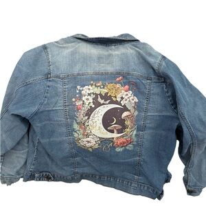 Blue Denim Jacket with Moon design